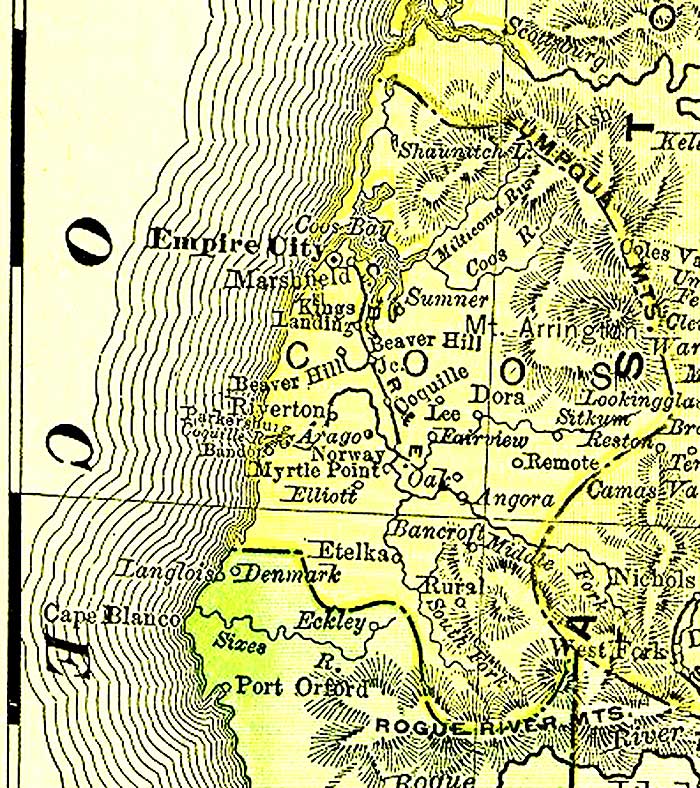 1895 map of Oregon of the Coos Territory